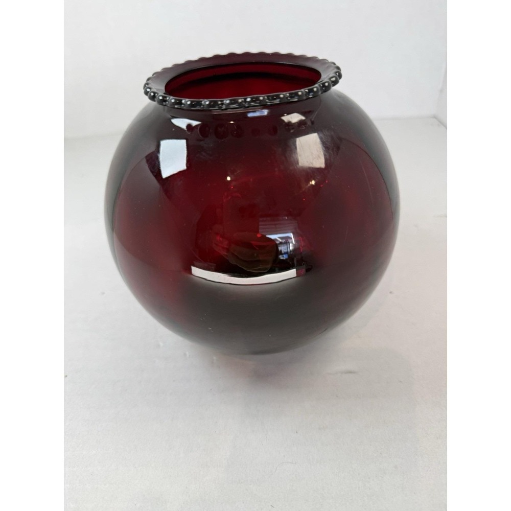 Anchor Hocking Royal Ruby Red 5" Ball Vase Mid Century Modern Depression Glass